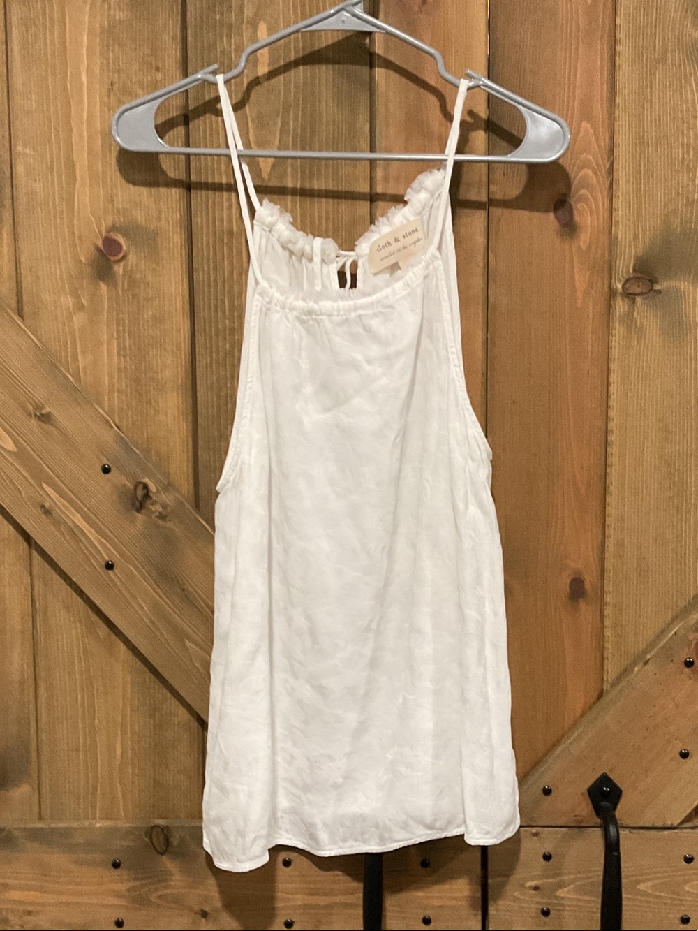 Cloth and Stone White Embroidered Halter Camisole